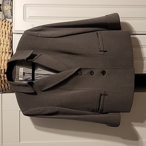 TAHARI Women's Blazer Jacket Size 16 Gray Cuffed Sleeve Notch Lapel Officewear